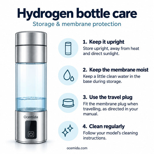 hydrogen water bottle with instructions for care