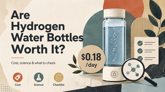 hydrogen water bottle with graphics elements