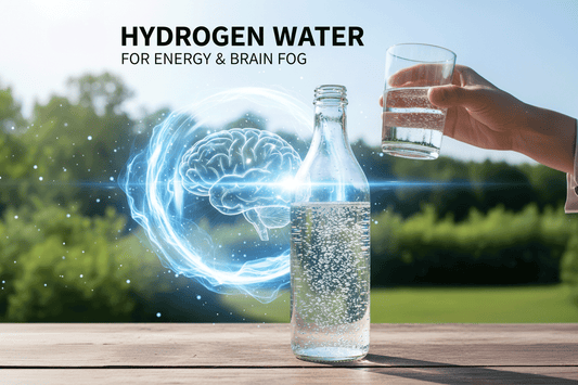 bottle with bubbly water on a table