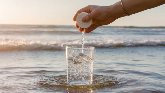 water filter in a glass of water