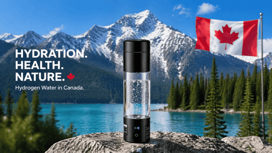 moutains and lake with canadian flag