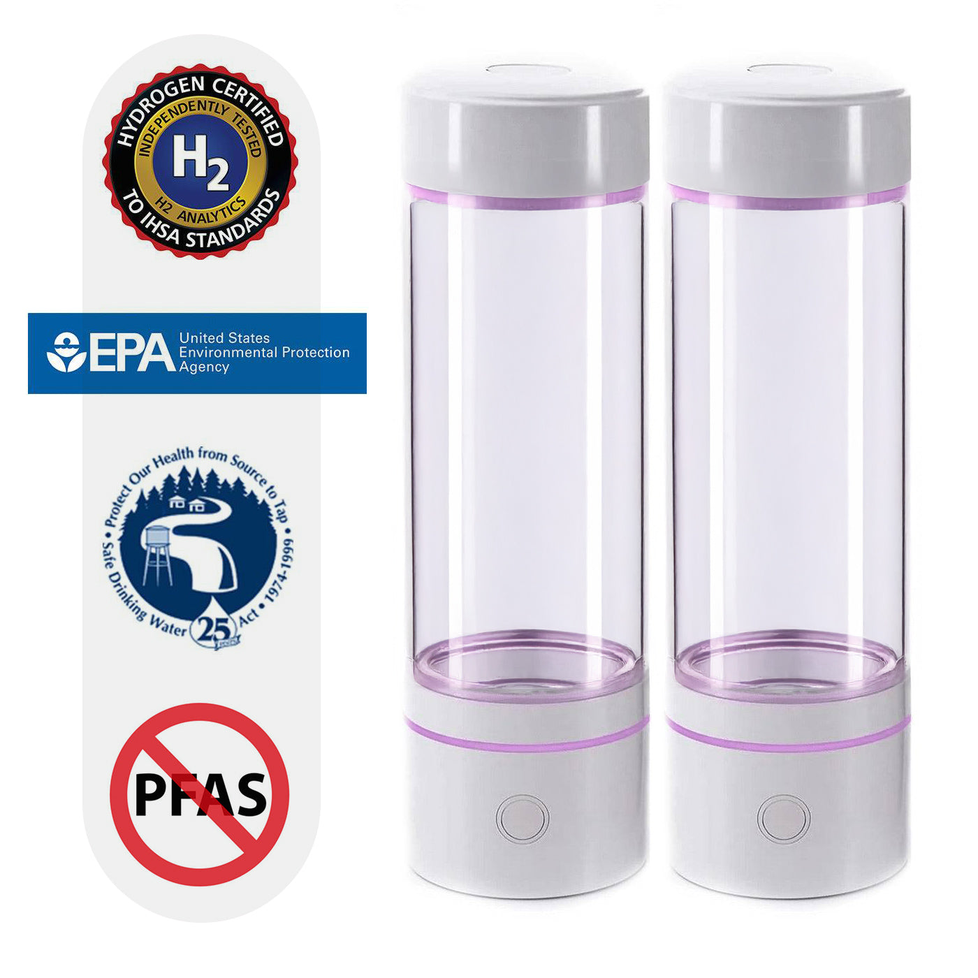 two hydrogen water bottles