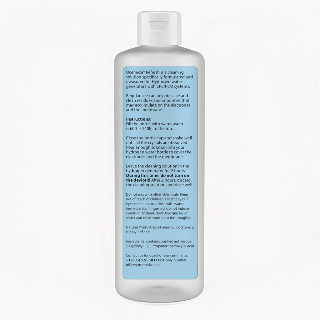 Solución de limpieza para generadores de agua hidrogenada 