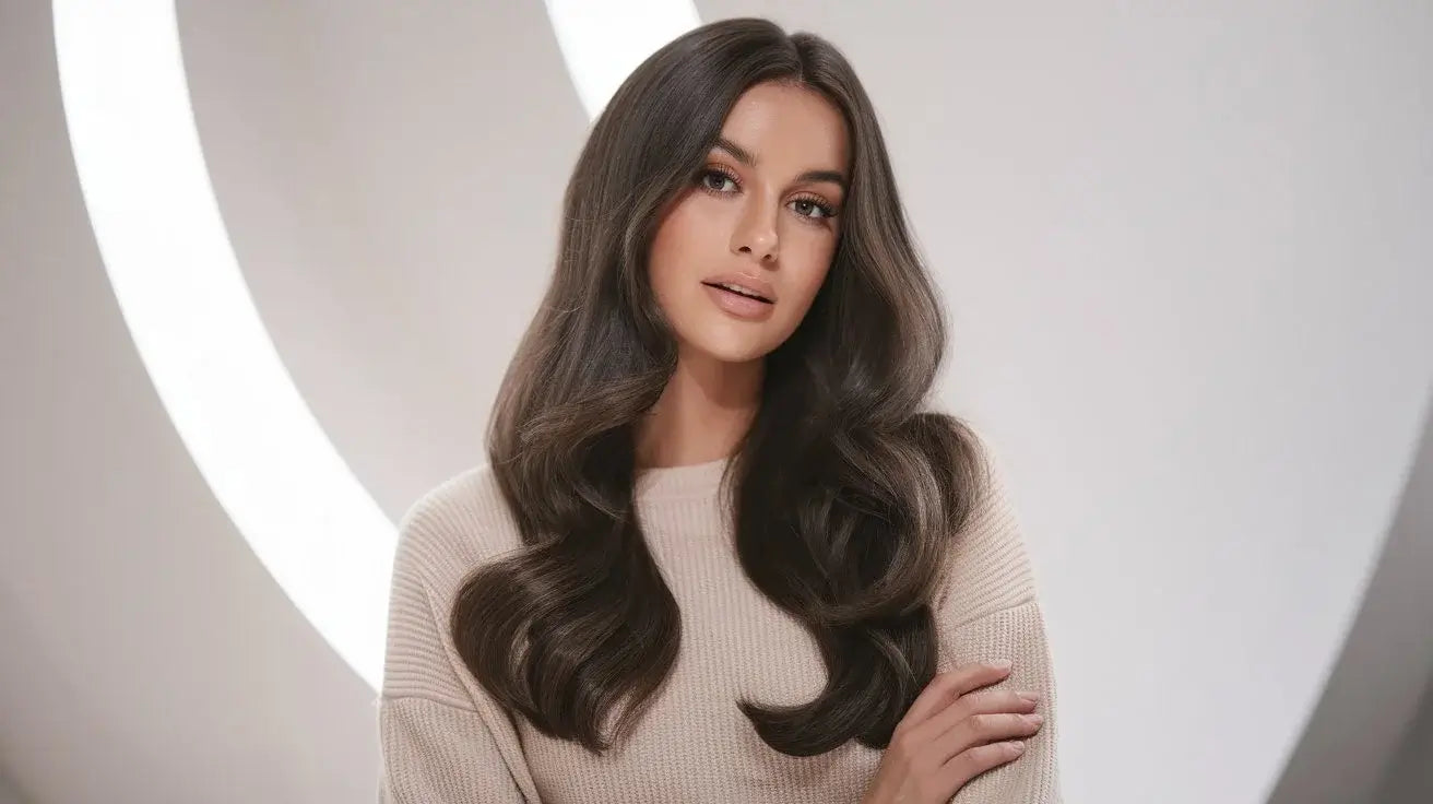 beautiful woman with long shiny hair