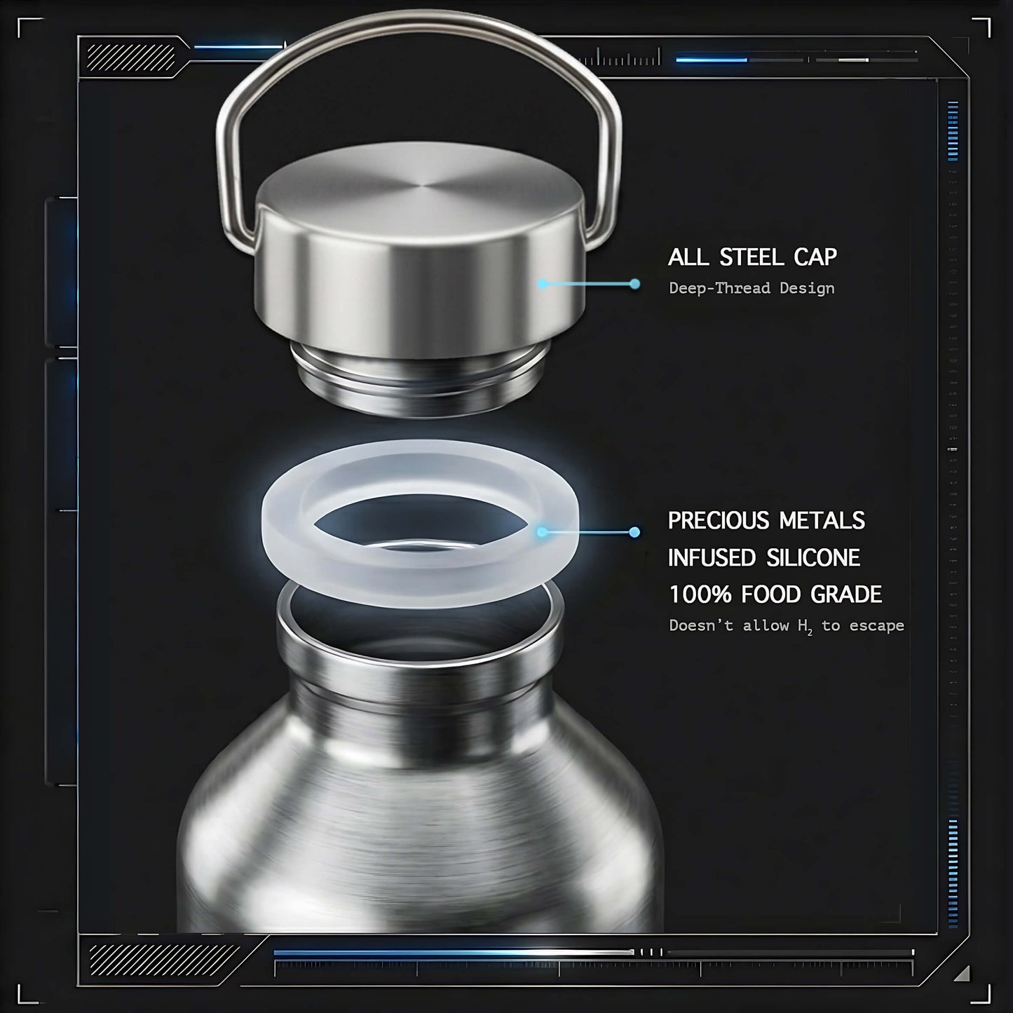 Ocemida H2Stash™ - All-Metal Hydrogen Water Storage 1 L