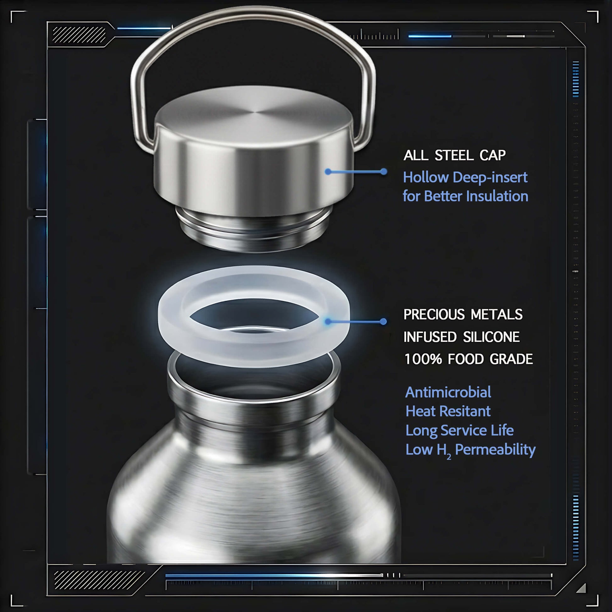 Ocemida H2Stash™ - All-Metal Hydrogen Water Storage 1 L