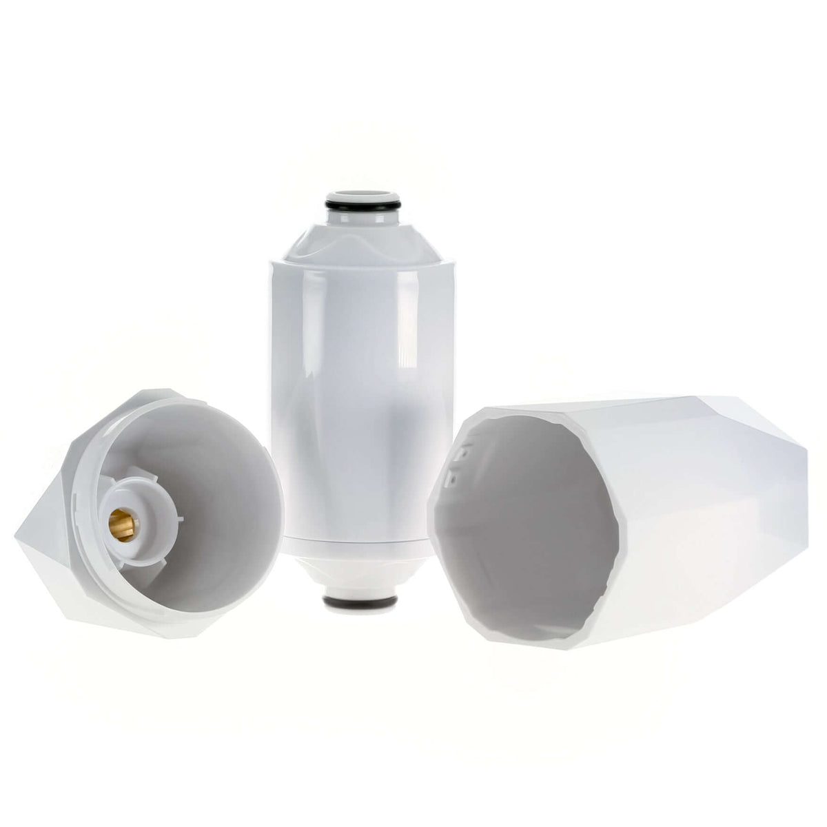 Compact Elegance White Faceted Shower Filter- Ocemida Water